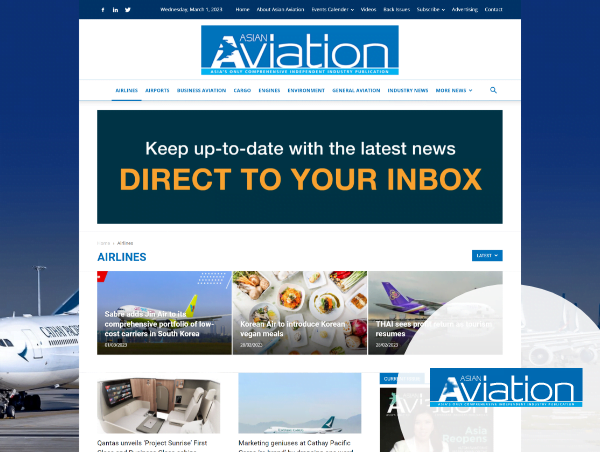 Asian aviation website view